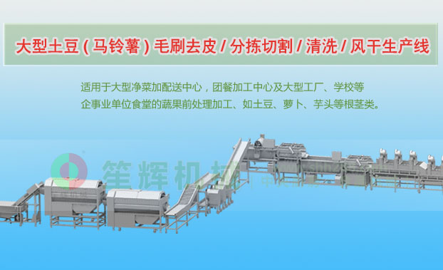 石狮连续式土豆去皮清洗切割风干生产线